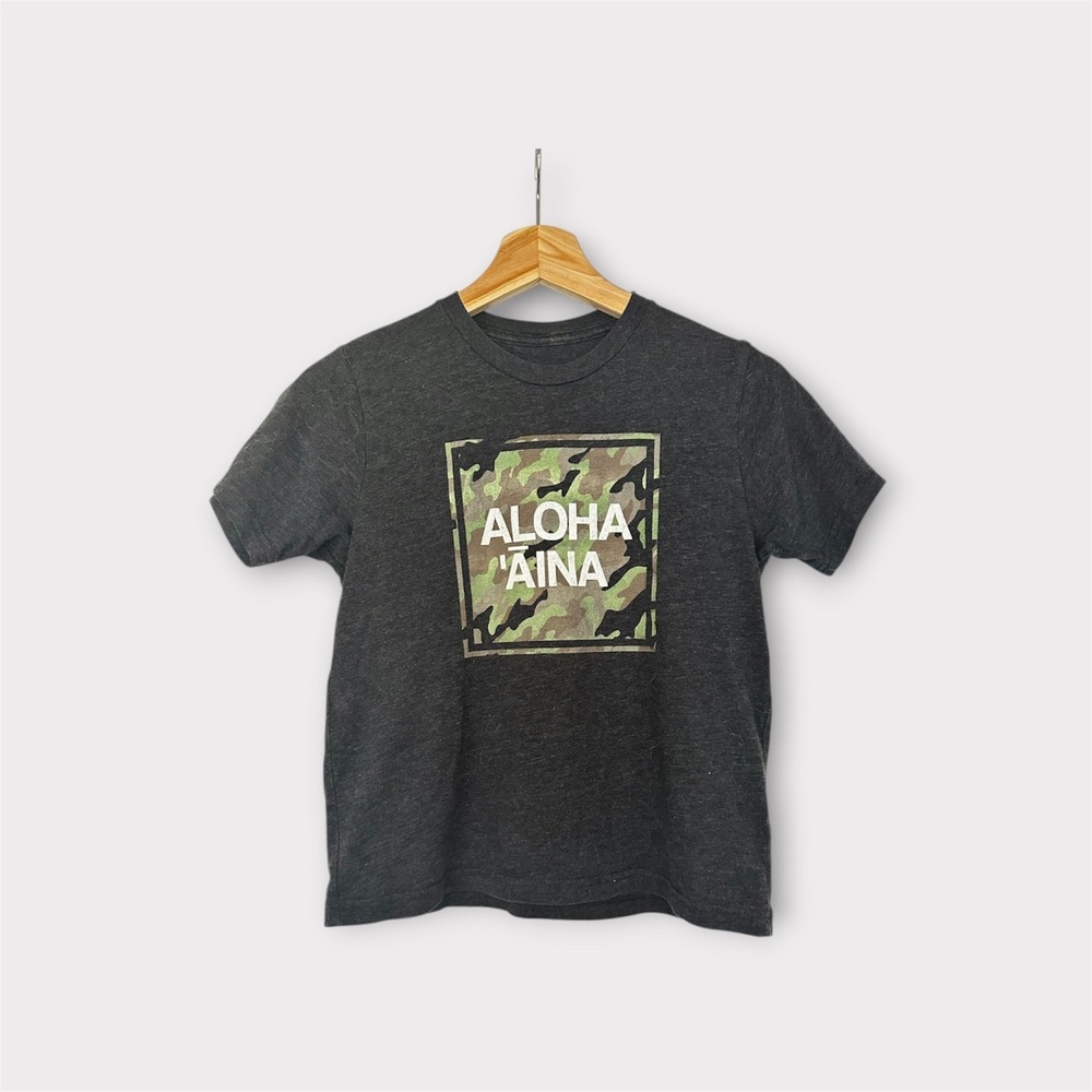 Hae‎ Hawaii Aloha 'Aina Shirt Youth Camouflage Keiki Island Style Size 8